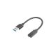 LANBERG USB-C(F) 3.1->USB-A(M) ADAPTER KÁBEL 15CM FEKETE (AD-UC-UA-03)