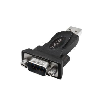   LogiLink USB 2.0 adapter, USB-A/M   DB9/M (RS232), Win 11, fekete (AU0002F)