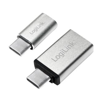   Logilink USB-C adapterkészlet, C/M - USB-A/F + C/M - Micro-USB/F, ezüst (AU0040)