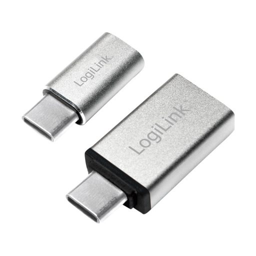 Logilink USB-C adapterkészlet, C/M - USB-A/F + C/M - Micro-USB/F, ezüst (AU0040)
