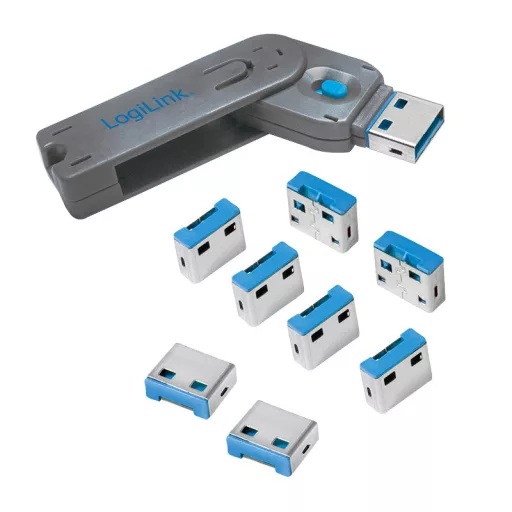 Logilink USB-A port blokkoló (1x kulcs és 8x zár) (AU0045)