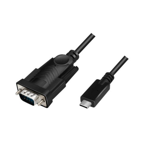 LogiLink USB 2.0 Type-C kábel, USB-C/M   DB9/M, soros, fekete, 1,2 m