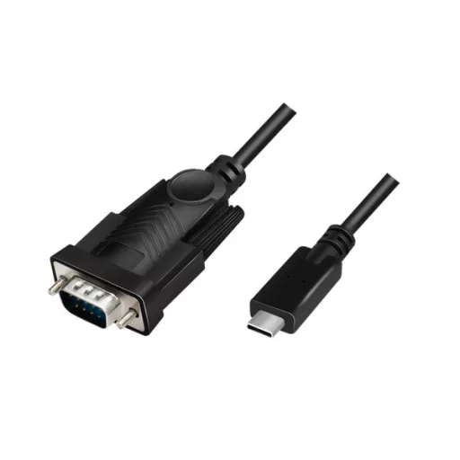 LogiLink USB 2.0 Type-C kábel, USB-C/M   DB9/M, soros, fekete, 1,2 m (AU0051A)