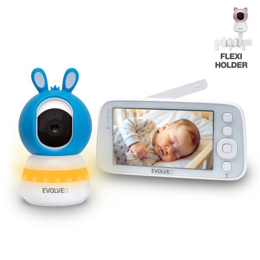 EVOLVEO Baby Monitor N5 - Videós bébiőr készlet 360 -os megfigyeléssel, kék színben (BMOCAM-5-B)