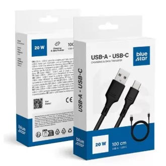   Bluestar Type-C kábel  3A, 1m, fekete, DC-001AC3.0 (BS281648)