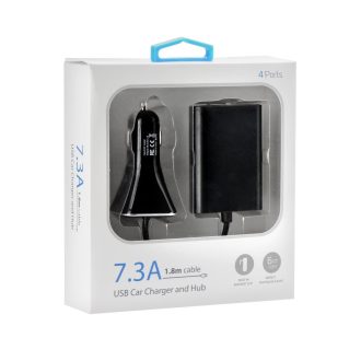   BlueStar autós töltő 4 x USB, 7,3 A, kábel 1,8 m (BS376077)