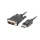 Lanberg Displayport male V1.2 - DVI-D male (24+1) dual link fekete kábel, 1.8m