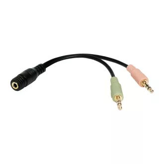   Logilink Audiokábel, 2x 3,5 mm 3-Pin/M-3,5 mm 4-Pin/F, fekete, 0,15 m (CA0020)