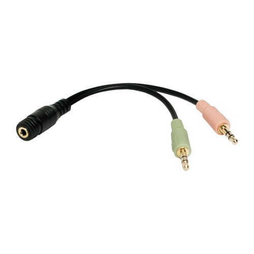 Logilink Audiokábel, 2x 3,5 mm 3-Pin/M-3,5 mm 4-Pin/F, fekete, 0,15 m