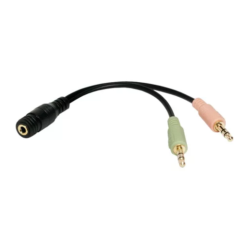 Logilink Audiokábel, 2x 3,5 mm 3-Pin/M-3,5 mm 4-Pin/F, fekete, 0,15 m (CA0020)