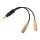 Logilink Audioadapter, 3,5 mm-es 4 tűs/M - 2x3,5 mm-es 3 tűs/F, fekete, 0,15 m (CA0021)