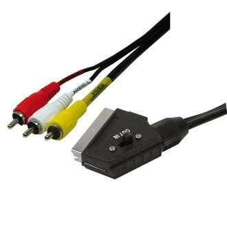   Logilink Audio/Videó kábel, Scart/M - 3x RCA/M, fekete, 2 m (CA1029)
