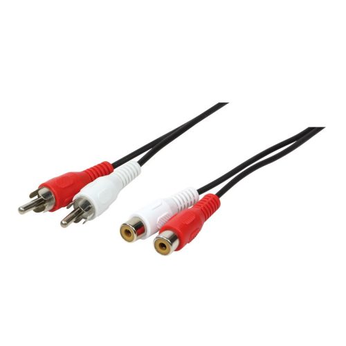 Logilink Audiokábel, 2x RCA/M - 2x RCA/F, fekete, 5 m