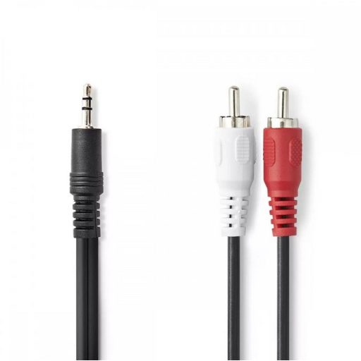Logilink Audiokábel, 3,5 mm-es 3 tűs/M-2x RCA/M, fekete, 1,5 m (CA1042)