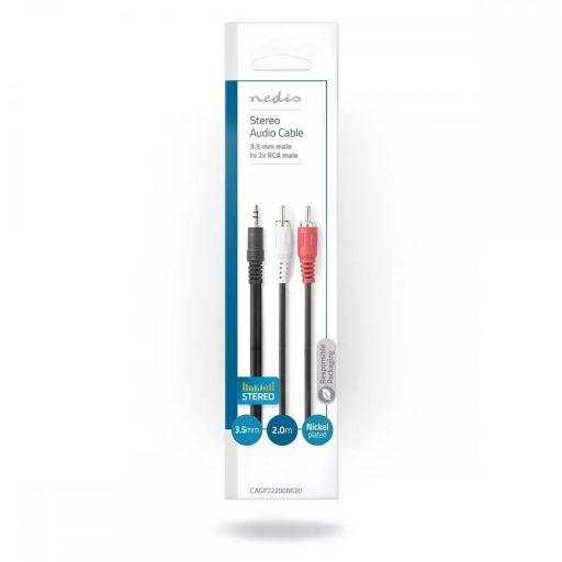 Logilink Audiokábel, 3,5 mm-es 3 tűs/M-2x RCA/M, fekete, 1,5 m (CA1042)