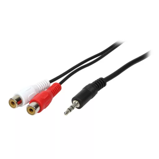 LogiLink Audiokábel, 3,5 mm-es 3 tűs/M-2x RCA/F, fekete, 0,2 m (CA1047)