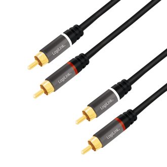   Logilink Audiokábel, 2x RCA/M - 2x RCA/M, fém, 0,5 m (CA1201)