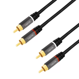   Logilink Audiokábel, 2x RCA/M - 2x RCA/M, fém, 1 m (CA1202)