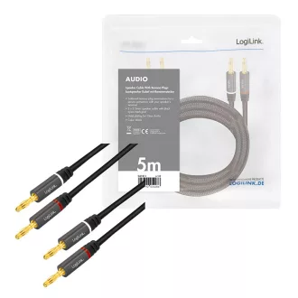   Logilink Audio kábel, 2x2 Banán csatlakozó, fém, 5 m (CA1211)