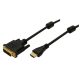 Logilink HDMI-kábel, A/M-DVI/M, 1080p, 2x ferrit, 3 m