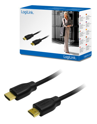 LogiLink HDMI Kábel 1.4, 2x HDMI apa, fekete, 5m (CH0039)