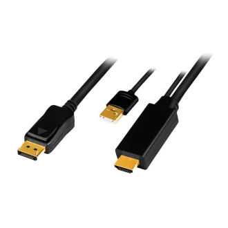   Logilink HDMI-kábel, A/M + USB-A/M-DP/M, UHD 4K/30 Hz,1 m (CH0090)