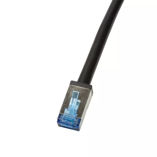 Logilink Patch kábel, kültéri, Cat.6A, S/FTP, fekete, 0,5 m (CQ7023S)