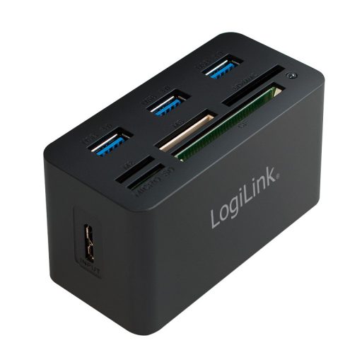 LogiLink USB 3.0 hub, minden az egyben kártyaolvasóval, fekete (CR0042)