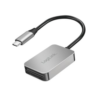   Logilink Kettős kártyaolvasó, USB-C 3.2 Gen1, SD és microSD kártyák, alumínium (CR0050)