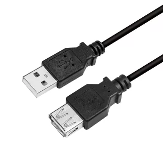  Logilink USB 2.0 kábel, USB-A/M-USB-A/F, fekete, 3 m (CU0011B)
