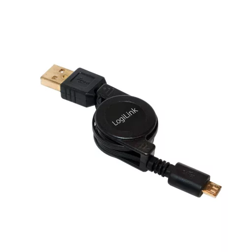 LogiLink USB Micro-B apa - USB A apa felcsévélhető kábel (CU0090)