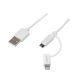 Logilink USB 2.0 kábel, USB-A/M - Micro-USB + Lightning/M, fehér, 1 m