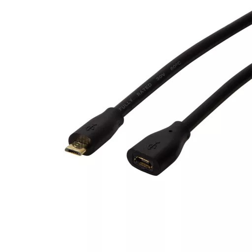 Logilink USB 2.0 kábel, Micro-USB/M - Micro-USB/F, fekete, 2 m (CU0123)