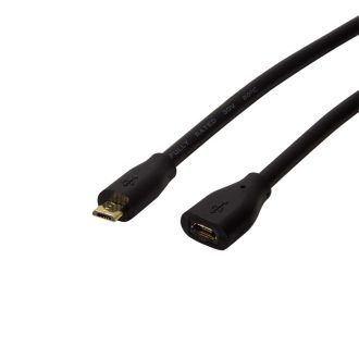   Logilink USB 2.0 kábel, Micro-USB/M - Micro-USB/F, fekete, 5 m (CU0125)