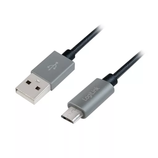 Logilink USB 2.0 kábel, USB-A/M - Micro-USB/M, nylon, alu, 1 m (CU0132)