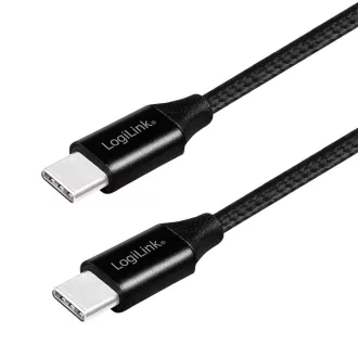   Logilink USB 2.0 kábel, USB-C/M - USB-C/M, szövet, fém, 0.3 m (CU0153)