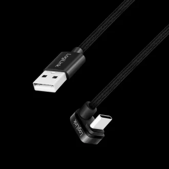   Logilink USB 2.0 Type-C kábel, C/M 180 fok - USB-A/M, alu, fekete, 2 m (CU0193)
