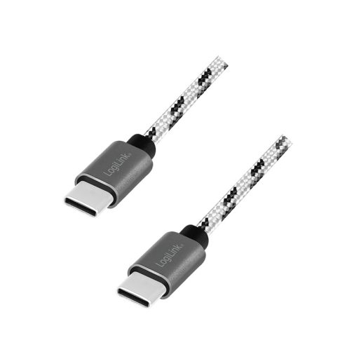 Logilink USB 2.0 Type-C kábelkészlet, C/M-ről USB-C/M-re, alu, nejlon, fehér/fekete (CU0200)