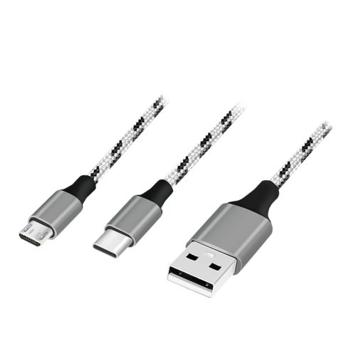 Logilink USB 2.0 kábel, USB-A/M - Micro-USB + USB-C, fehér/fekete, 1,2 m