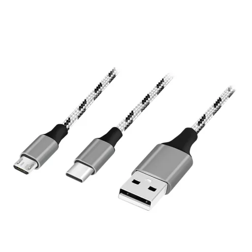 Logilink USB 2.0 kábel, USB-A/M - Micro-USB + USB-C, fehér/fekete, 1,2 m (CU0202)