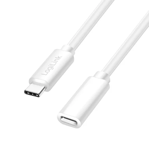 Logilink USB 2.0 Type-C kábel, C/M-USB-C/F, PD, fehér, 1 m (CU0220)
