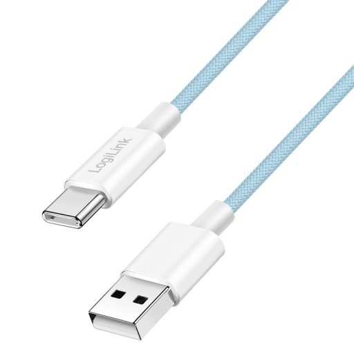 Logilink USB 2.0 Type-C kábel, C/M - A/M, 480 Mbps, 60W, nejlon, kék, 1 m (CU0330)