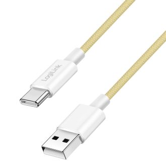   Logilink USB 2.0 Type-C kábel, C/M - A/M, 480 Mbps, 60W, nejlon, sárga, 1 m (CU0333)