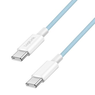  Logilink USB 2.0 Type-C kábel, C/M - C/M, 480 Mbps, 60W, nejlon, kék, 0,5 m (CU0349)