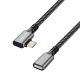 Logilink USB 3.2 Gen1 Type-C kábel, C/M 90  - USB-C/F, PD, alu, fekete/szürke, 2 m