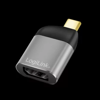  Logilink USB 3.2 Gen2 Type-C adapter, USB-C/M-DP/F, 8K, alu, fekete/szürke (CUA0204)