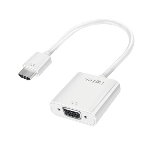 LogiLink HDMI kábeladapter, A/M - VGA/F + 3,5 mm + USB, 1080p, fehér, 0,15 m