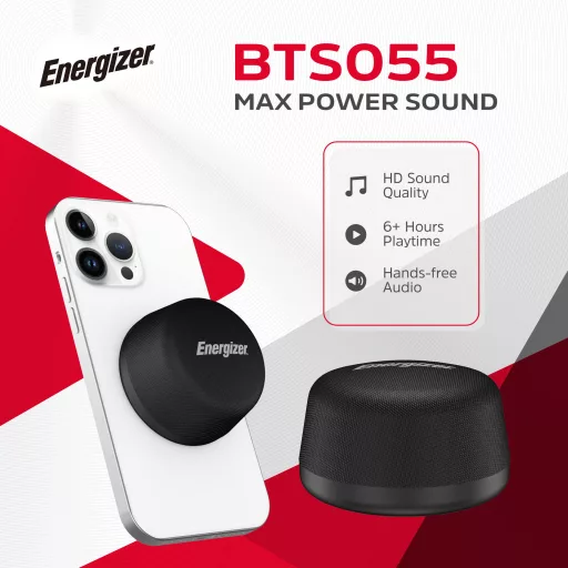 Energizer BTS055 mini 5W-os mágneses hangszóró és powerbank (EBTS05505WX_BK_ML)
