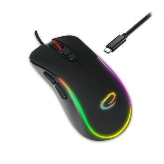   Esperanza Hesperis USB Type-C vezetékes 7D Gamer egér, RGB fekete (EGM303)