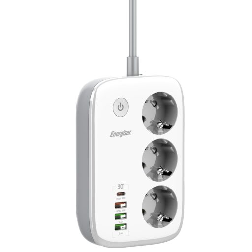 Energizer EPB2500W02EU Wi-Fi  vezérelhetőségű hálózati elosztó, 30W-os PD (USB) gyorstöltéssel és túlfeszültség védelemmel (EPB2500W02EU_WE_ML)